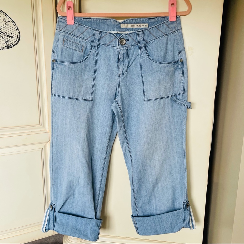 DKNY JEANS Cuffed 100% cotton Striped Accent Jeans